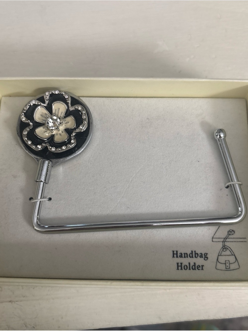 Floral Crystal Handbag Holder - vintage new in box